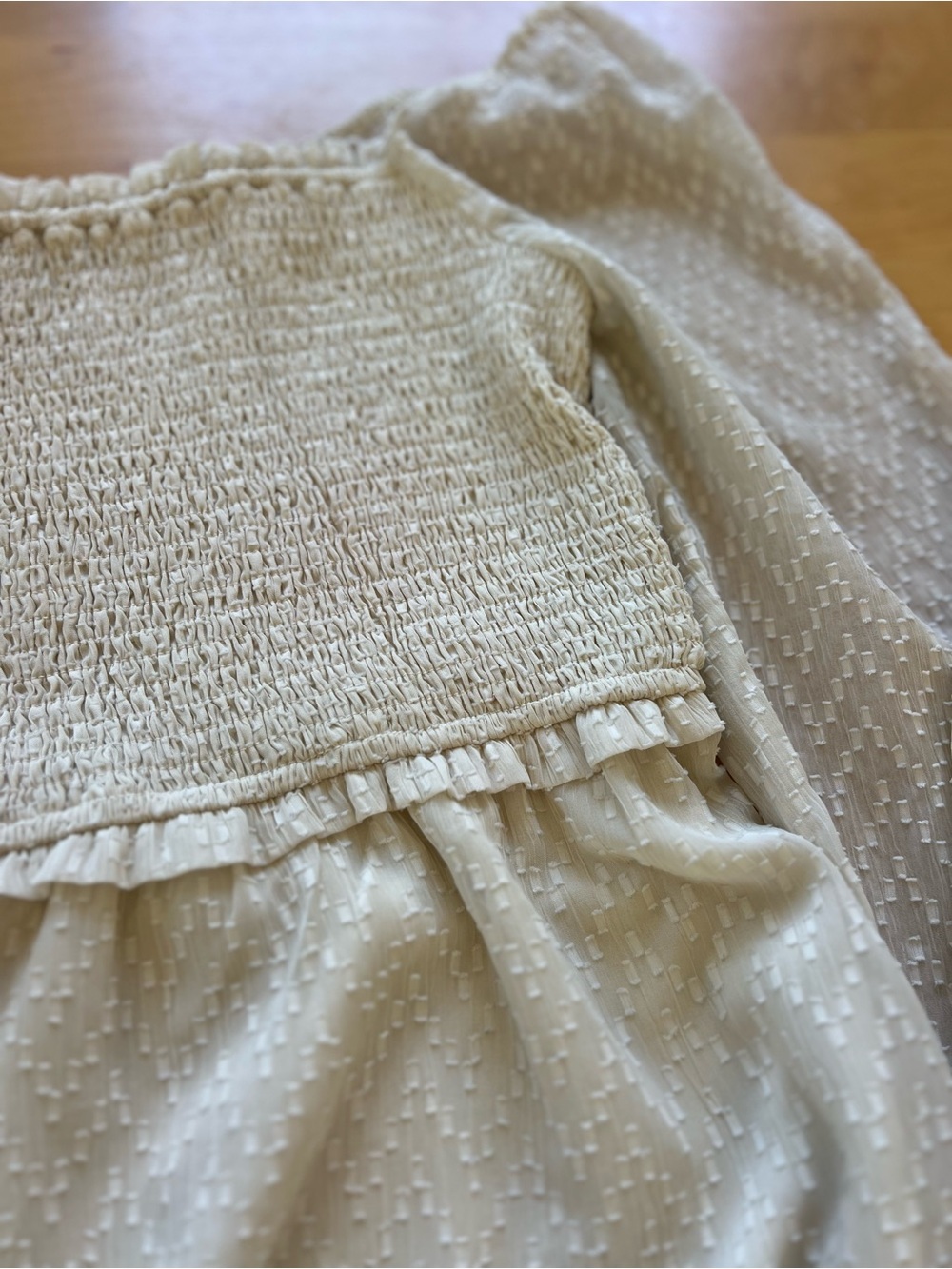 Chelsea28 Cream Swiss Dot Smocked Mini Dress - Picture 8 of 12